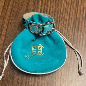 Rustic Cuff Turquoise and Black Leather Bracelet